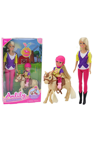 LeanToys Set papusi Anlily cu copil si ponei multicolor 0x20x33cm