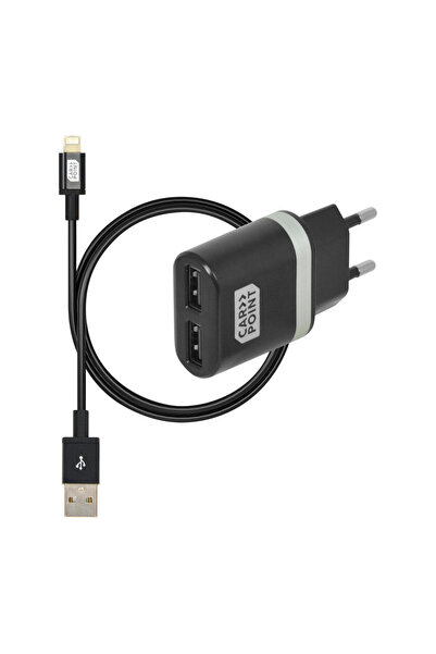 Carpoint Incarcator priza retea, cu iesire 2x USB,iesire 5V 2.4V, cu cablu co...