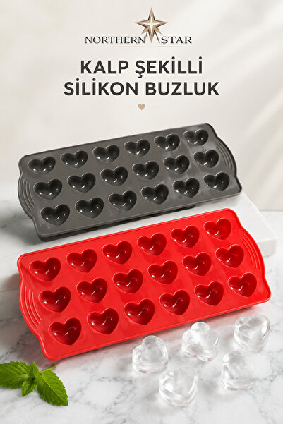 Northern Star Pratik Kalp Şeklinde Silikon Buz Kalıbı | Silikon Yapışmaz Buzl...