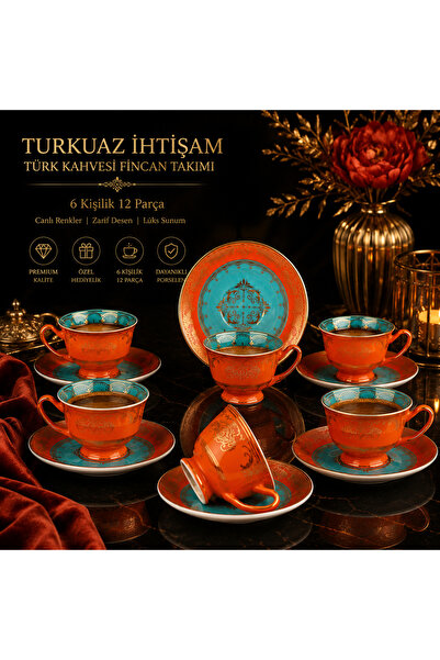 Ucuzuna Bak Rosé Soleil 6 Kişilik 12 Parça Türk Kahvesi Fincan Takımı