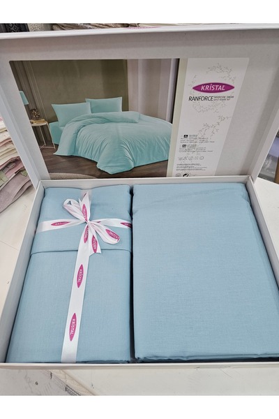 KÜBRAHOME'S Ri̇stal Double Size Ranforce Duvet Cover Set Turquoise