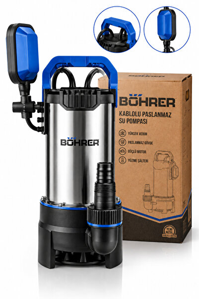 BÖHRER BA011462 1.1 KW 1.5 HP 18 TON SU 11M DİK 110M YATAY PASLANMAZ TİP KUYU...