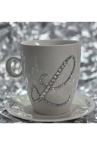 by Alexandra Vacarusi Cana personalizata cu Cristale , Set cana si farfurie ,...
