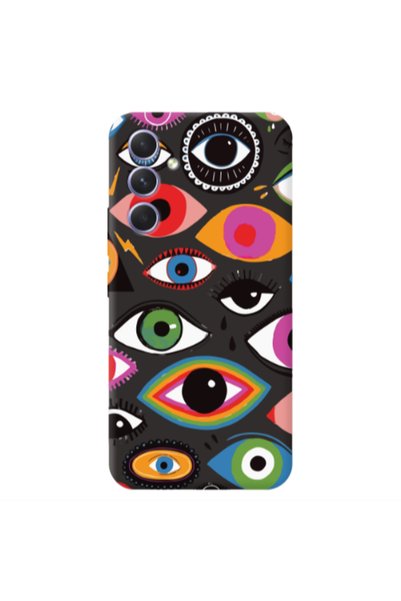 Other Samsung A35 Colorful eyes Black Colored Silicone TPU Θήκη