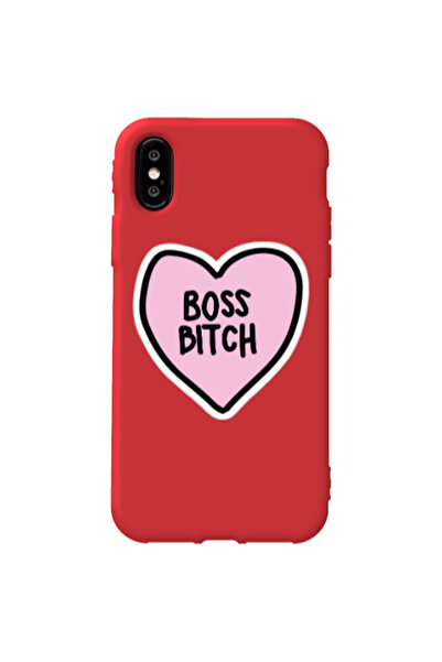 Other Apple iPhone Xs Boss Bitch Red Colored Silicone TPU Θήκη