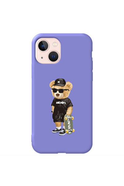 Other Apple iPhone 13 Bear with glasses Purple Colored Silicone TPU Θήκη