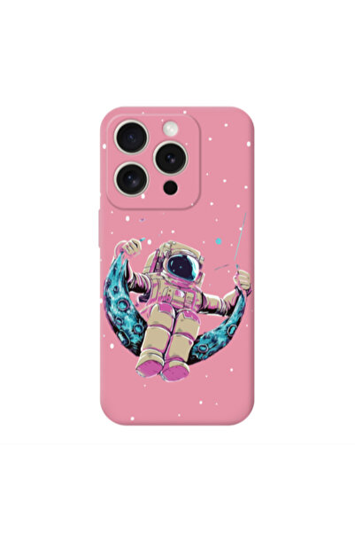 Other Apple iPhone 15 Pro Astronaut swinging on the moon Pink Colored Silicon...