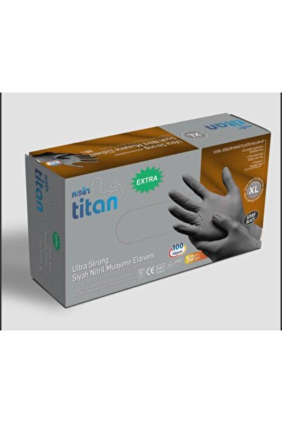 KOİN Titan XL Siyah Kalın Elmas Doku Eldiven 50'li