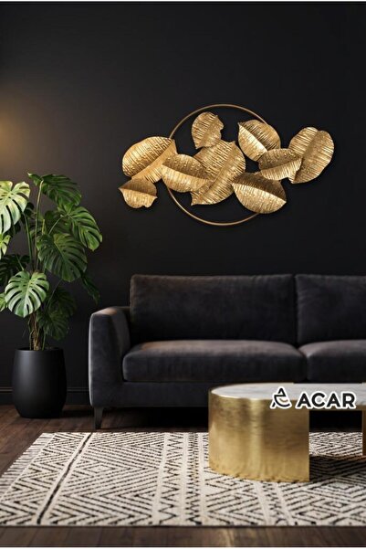 ACAR ALTIN YAPRAK DESEN METAL TABLO 90X49CM