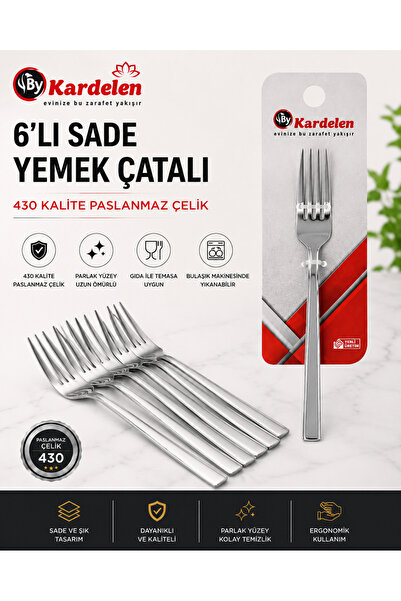 BYKARDELEN | طقم شوكة عشاء من 6 قطع من ByKardelen |   430 فولاذ مقاوم للصدأ ع...