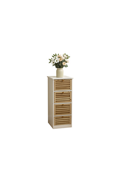 Target Home Συρταριέρα ξύλινη λευκή με 4 συρτάρια bamboo 31,5x30x81εκ.