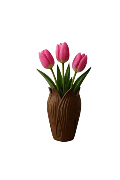 TIGEA Accessories Lotus 3D Decorative Vase 18 cm Brown