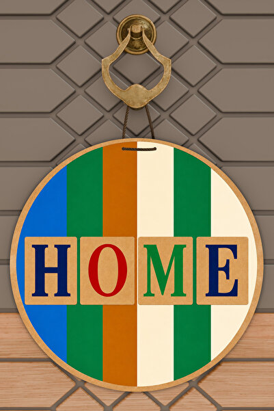 Dormot Home Home Written Colorful Striped Round Door Ornament Digital Printin...