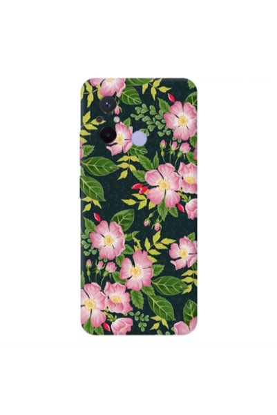 Other Xiaomi Redmi 12C Pink flowers green laves Transparent Silicone TPU Θήκη