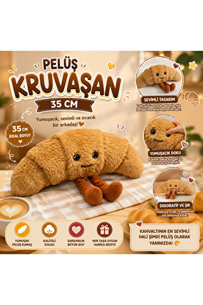 Hobikolik Pelüş Kruvasan 35 CM – Yumuşacık Sevimli Peluş Oyuncak (1 ADET) 🤎🥐