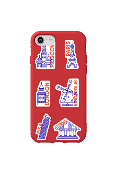 Other Apple iPhone 7 Pisa Athens Red Colored Silicone TPU Θήκη