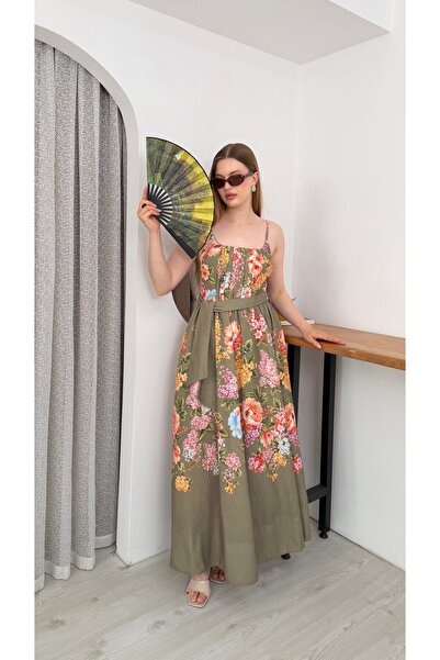 S&A Collectionn Women's Thin Strap Floral Maxi Long Linen Dress