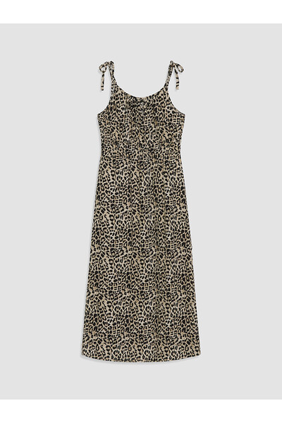 LC Waikiki Texx Store Quality U-Neck Rope Strap Leopard Print Dress