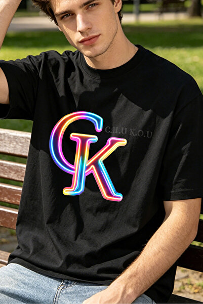 Fleck Casual Style T Shirts For Men Rainbow CK Logo Personalized Shirts