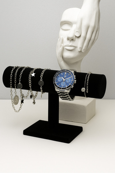 Empressco Black Velvet Jewelry Organizer and Bracelet Watch Stand