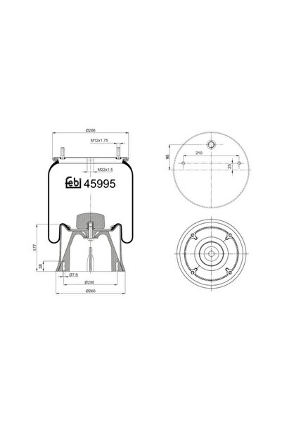 FEBI BILSTEIN Perna de Aer Spate (diametru: 260/286mm) Saf Skrs
