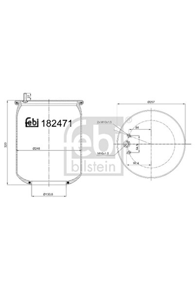FEBI BILSTEIN Perna de Aer (diametru: 130/257mm) Volvo 8500 8700 9700 9900 B1...