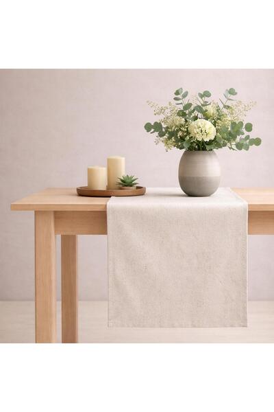 Organik Ham Keten Masa Runner 40x150 cm - Buldan Dokuma Keten Dekoratif Masa Örtüsü