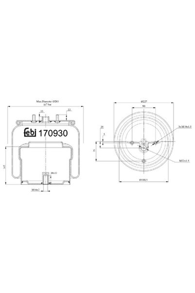 FEBI BILSTEIN Perna de Aer Fata (diametru: 189/226mm) Daf 75 Cf 85 Cf Cf 75 C...