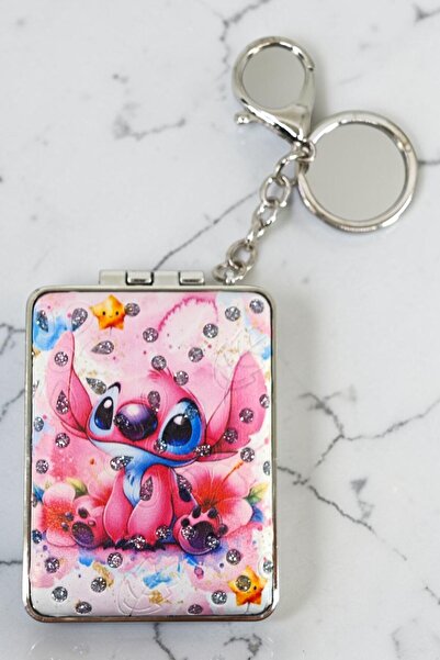 NEORA Stitch Angel Stone Decorated Folding Pocket Mirror Double-Sided Makeup ...