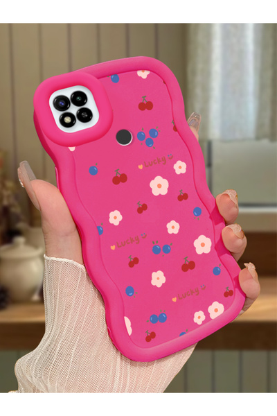 PATTERNOVA Redmi 9C/10A Uyumlu Ferah kiraz çiçek dalgalı kılıf, ince tatlı ta...