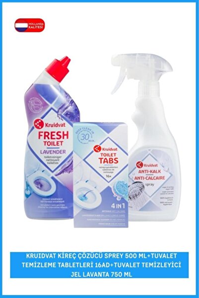 Kruidvat Kireç Çözücü Sprey 500 Ml+Tuvalet Temizleme Tabletleri 16 Ad+ Tuvale...