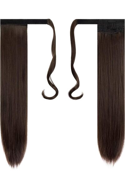 Estelle Long Straight Ponytail Extension Wrap Around Off Black Synthetic Hair...
