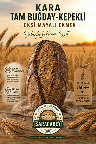 Karacabey Ekşi Maya Kara Tam Buğday-Kepekli 750g