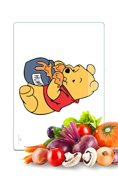 Decovetro Obur Pooh Patterned Glass Cutting Board and Serving Plate 25 X 35 cm
