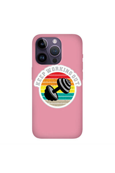 Other Apple iPhone 14 Pro Keep working out Pink Colored Silicone TPU Θήκη