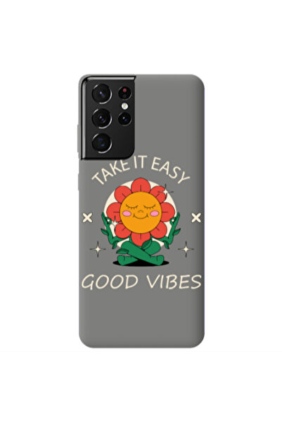 Other Samsung S21 Ultra Take It Easy Grey Colored Silicone TPU Θήκη
