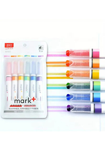 Zufigo 12 Colors Double Tip Highlighter Pen Set Pastel Highlighter Marker 6 P...