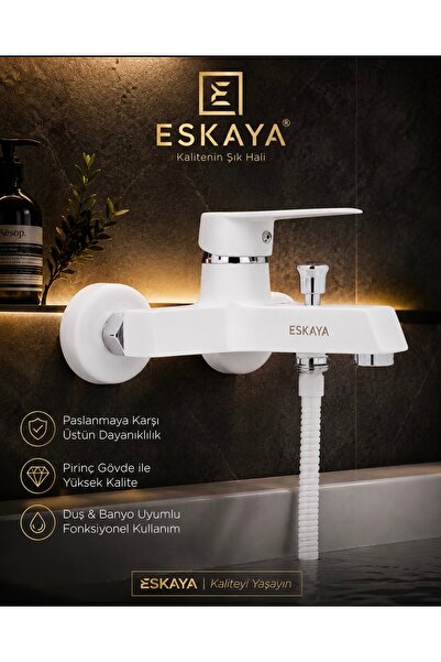 ESHOME ESKAYA LÜX 4 lü Banyo Seti —Robot Tepe Duş- Banyo - Lavabo - Eviye mutfak bataryası musluğu çeşmesi