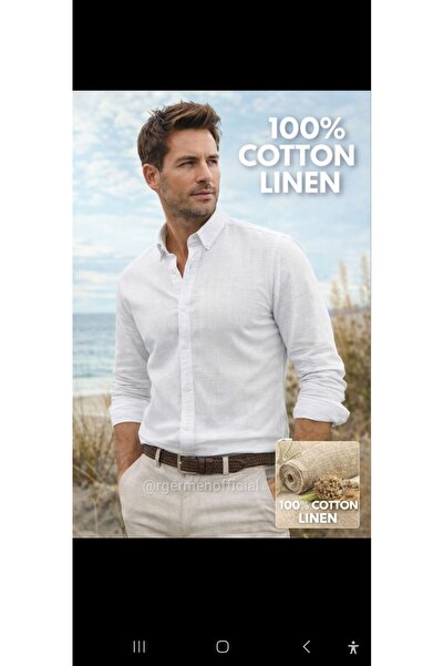 Cinar erkek giyim Men's Sports Shirt Long Sleeve Linen Slimfit Cotton
