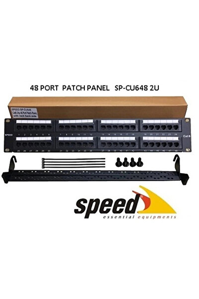 SPEED Sp-Cu648 2U 48 Port Cat6 Full Utp Patch Panel + Cable Organizer