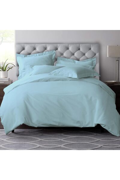 PIZUNA Deluxe 100% Cotton Duvet Cover Set Queen Size 230x220 cm Baby Blue, 60...