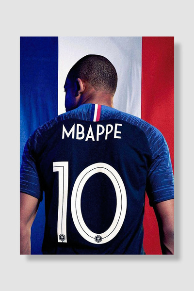 Luna Marissa Mbappe Poster Fransa Bayrağı Önünde 10 Numaralı Forma Sırtı Futb...