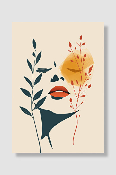 Luna Marissa Boemski poster Žensko lice Linija umetnosti sa cvećem Minimalist...