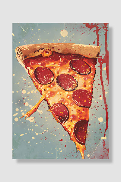 Luna Marissa Pizza Poster Retro Melting Cheese Pepperoni Slice Wall Decor Kit...