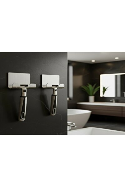 DUAL STAINLESS STEEL ADHESIVE RAZOR HOLDER, SILVER GREY, 662 CM