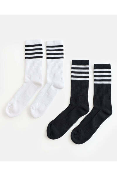 REDTAG Men Assorted Crew Half Terry Socks Set (Pack Of 2)