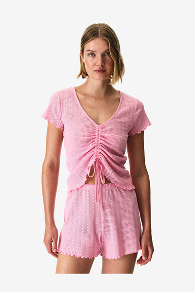 Penti Women Rosalie Pointel Short Sleeve Shorts Pink Set