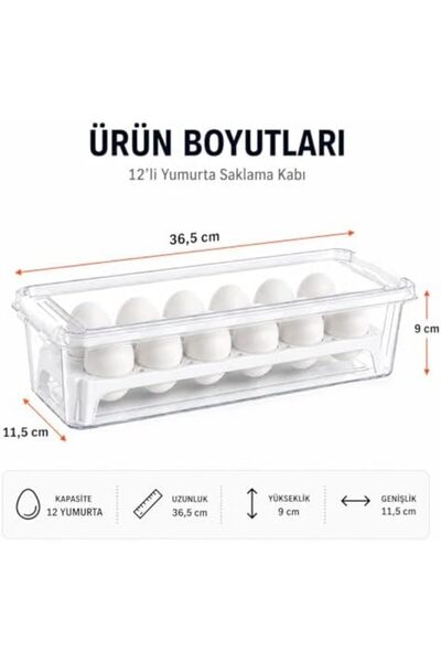 Yıldızan Albemo 12 Compartment Lockable Egg Storage Container Plastic Egg Car...