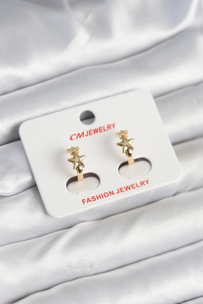 ARMÜZ Brass Gold Color Star Women's Earrings