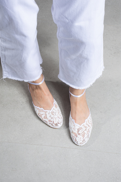 DUXAL SHOES Aria Kadın Dantel Detaylı Bilekten Bağlamalı Babet Sandalet